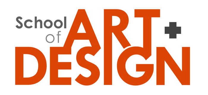 School of Art + Design wordmark in red