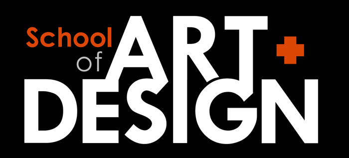 School of Art + Design wordmark in white-on-black